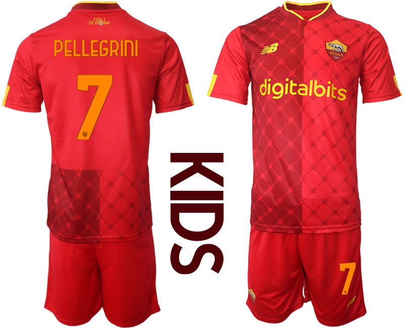 Youth 2022-2023 Club AS Rome home red 7 Soccer Jersey